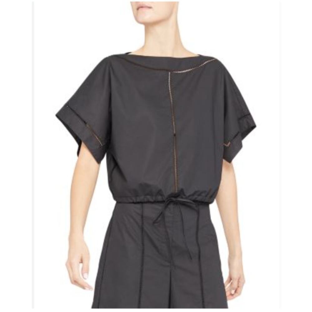 Theory eyelet drawstring hem top